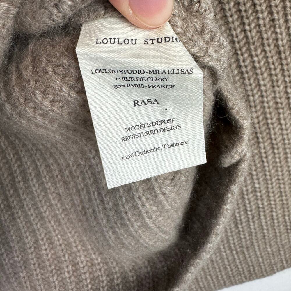 LOULOU STUDIO Rasa 100% Cashmere Cardigan XS Beige Knit Parisian Minimalist RARE - Picture 4 of 6